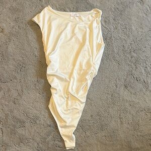 Elegant Cream Asymmetrical bodysuit